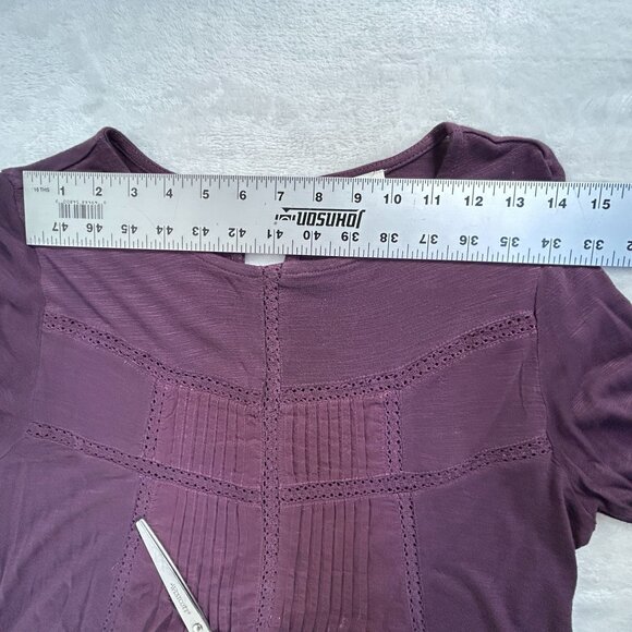 Sundance Pintuck Boho Tunic Medium Long Sleeves Keyhole Lightweight Plum Purple - Picture 4 of 6